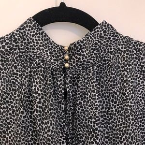 Shein grey animal semi sheer print blouse